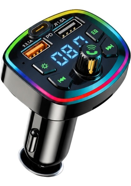 Bluetooth Araç Çakmaklık FM Transmitter | 48W PD Hızlı Şarj | Çift Mikrofon | Araç Şarj Cihazı