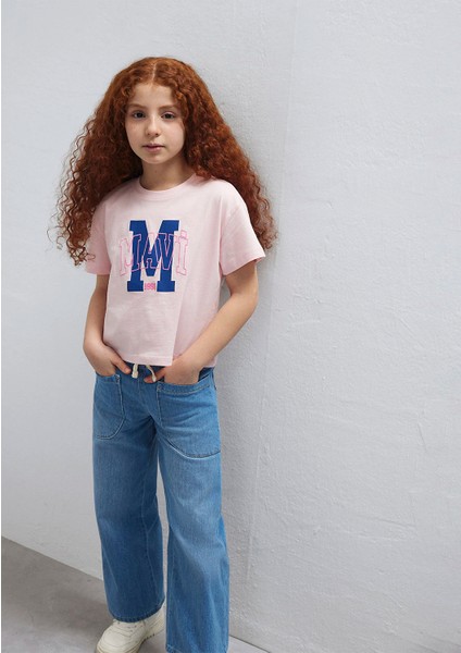 M Logo Baskılı Pembe Tişört 7610390-71007