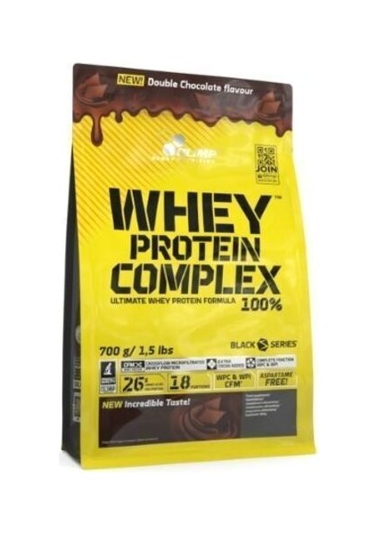 Whey Protein Complex 700 gr Double Çikolata Aromalı Toz Formda Whey Protein İçerir