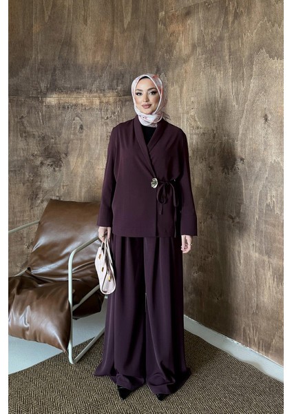 Alen Ceket Pantolonlu Takım Bordo
