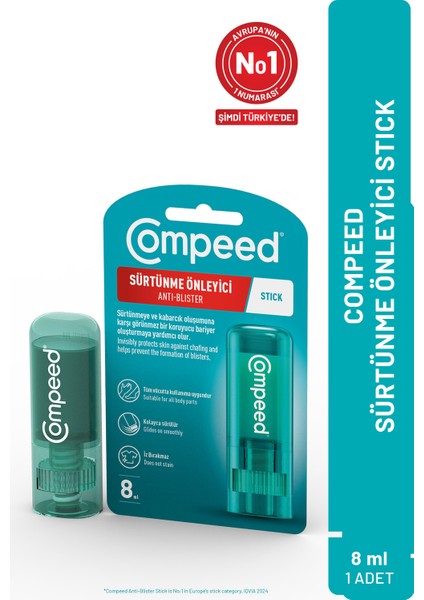 Sürtünme ve Kabarcık Oluşumuna Karşı Ayak ve Vücut İçin Sürtünme ve Kabarcık Önleyici Stick - 8 ml