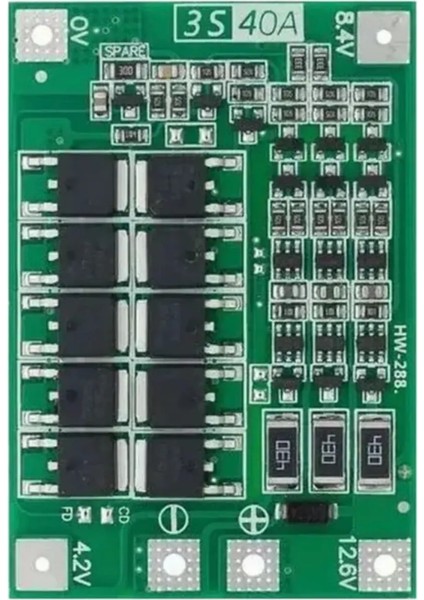 3s 40A 12.6V BMS 18650 Lityum Pil Koruma Devresi Endüstriyel Kullanım İçin Hassas Tasarım modelleri