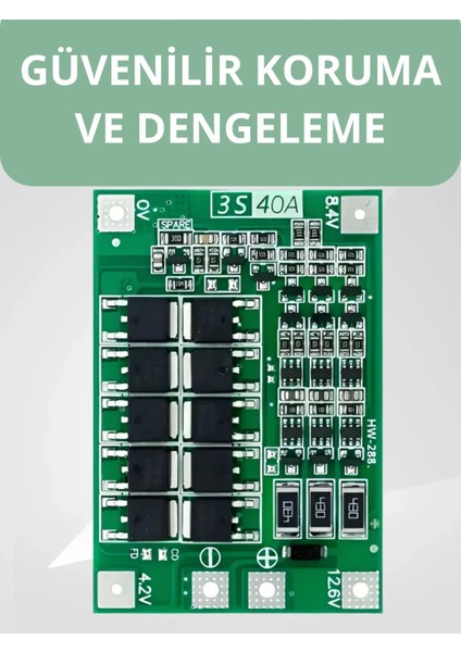 3s 40A 12.6V BMS 18650 Lityum Pil Koruma Devresi Endüstriyel Kullanım İçin Hassas Tasarım fırsatları
