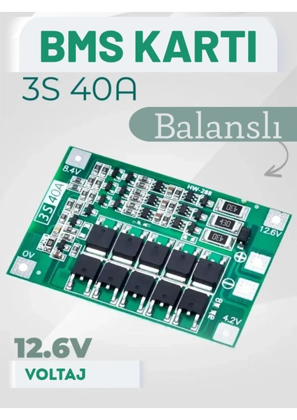 3s 40A 12.6V BMS 18650 Lityum Pil Koruma Devresi Endüstriyel Kullanım İçin Hassas Tasarım indirimleri
