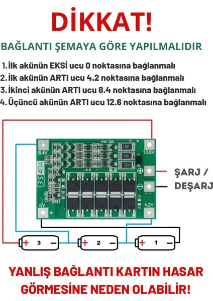 3s 40A 12.6V BMS 18650 Lityum Pil Koruma Devresi Endüstriyel Kullanım İçin Hassas Tasarım