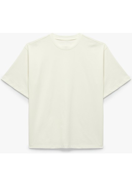 Pamuklu Kısa Kollu Bisiklet Yaka Basic Oversize Tişört fırsatları