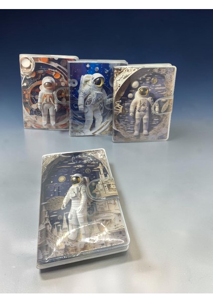 3D Görünümlü Astronot A7 Not Defteri , Çıt Çıtlı Cep Defteri - Sarı modelleri