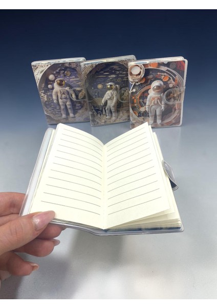 3D Görünümlü Astronot A7 Not Defteri , Çıt Çıtlı Cep Defteri - Sarı fırsatları
