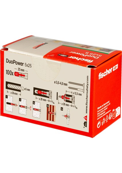 Duopower 5X25 Dıy, Çift Bileşenli Plasti Dübel 100ADET fiyatları