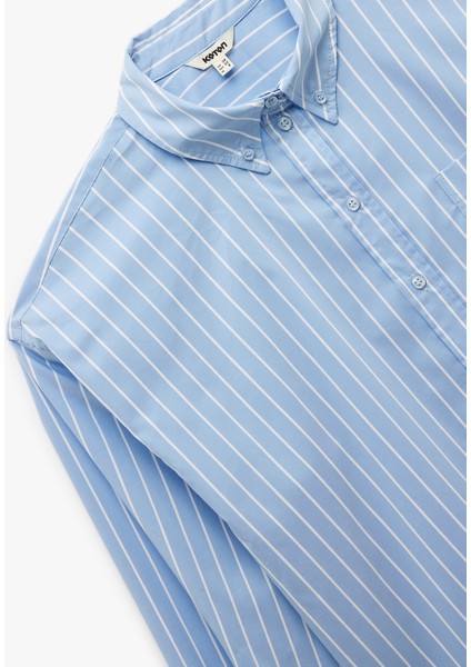 Klasik Yaka Uzun Kollu Oversize Poplin Gömlek