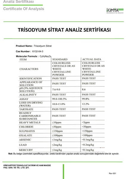 Trisodyum Sitrat - 25KG modelleri
