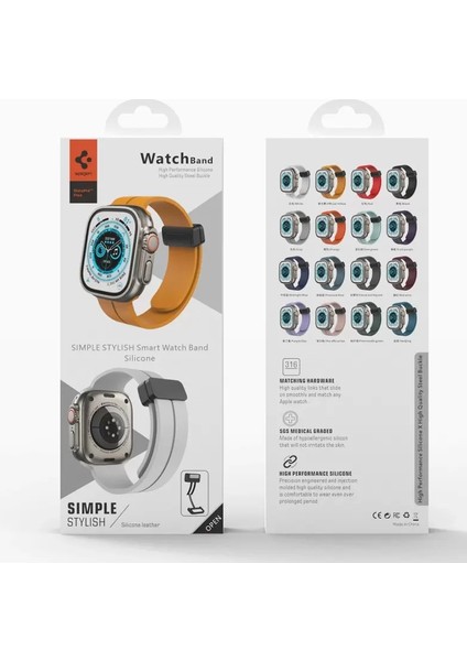 Apple Watch 42MM KR412 Elegance Stylısh Kordon - Turuncu modelleri