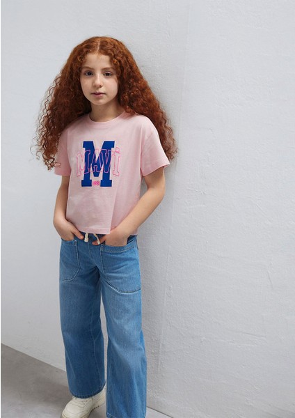 M Logo Baskılı Pembe Tişört 7610390-71007