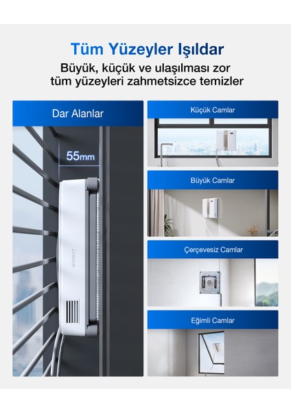 Winbot Mini Cam Silme Robotu ve Cam Silme Solüsyonu modelleri