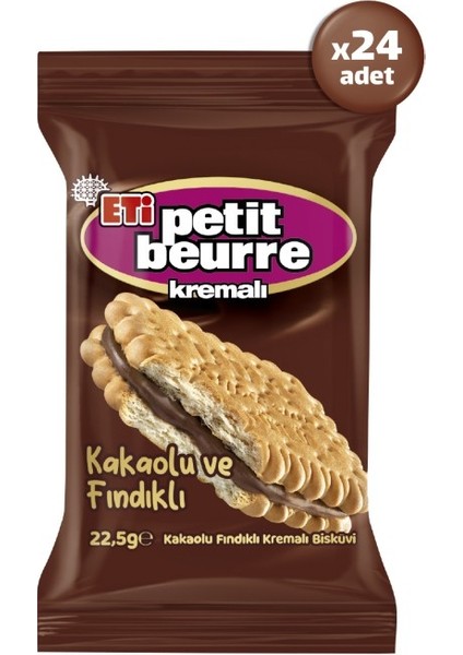 Petit Beurre Kakaolu Fındıklı Kremalı Bisküvi Tekli Paket 22,5 G