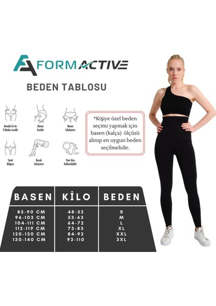 Kadın Yüksek Bel Dikişsiz Tayt - Slim Fit Spor Alt Giyim & Siyah 1450