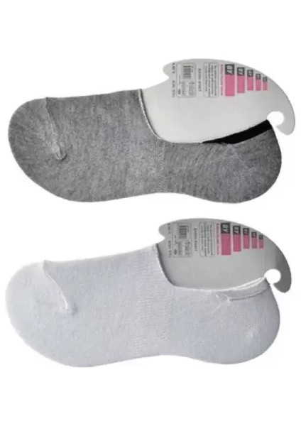 Gri ve Beyaz Kadın Babet Çorap 15 Çift modelleri