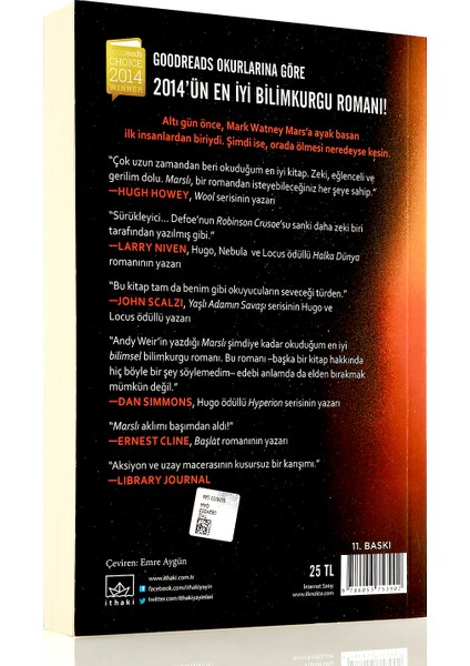 Marslı - Andy Weir, Basım Ciltli , ITHAKI Yayınından fiyatları