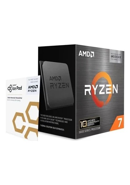 Amd Ryzen 7 5800X3D 10TH Anniversary Edition 3.4ghz 8 Çekirdek 96MB Önbellek Soket Am4 Box Işlemci