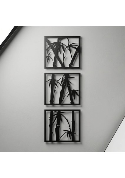 Modern 3 Parçalı Bambu Motifli Estetik Metal Duvar Panosu fırsatları