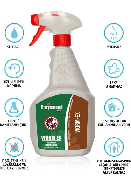 Worm-Ex Ağaç / Tahta Kurdu 1 Lt Etkili Böcek Haşere İlacı Uzaklaştırıcı Özellik