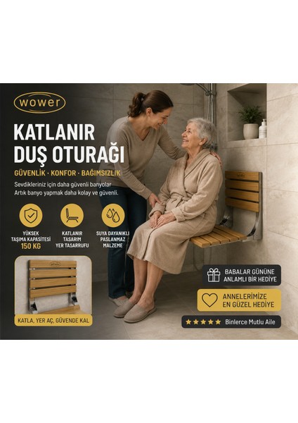 Katlanır Duş Oturağı Beyaz