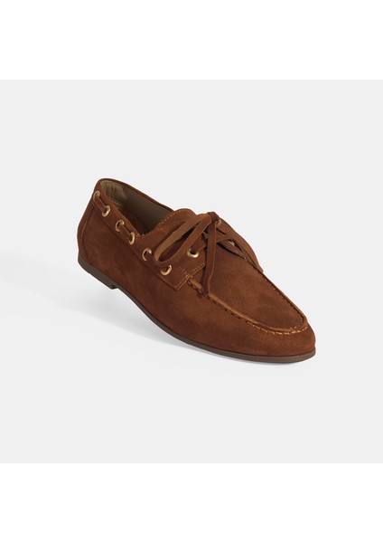 Limited Edition Kadın Taba Bağcık Detaylı Süet Loafer