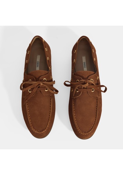 Limited Edition Kadın Taba Bağcık Detaylı Süet Loafer