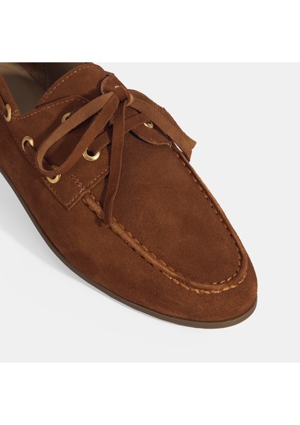 Limited Edition Kadın Taba Bağcık Detaylı Süet Loafer indirimleri