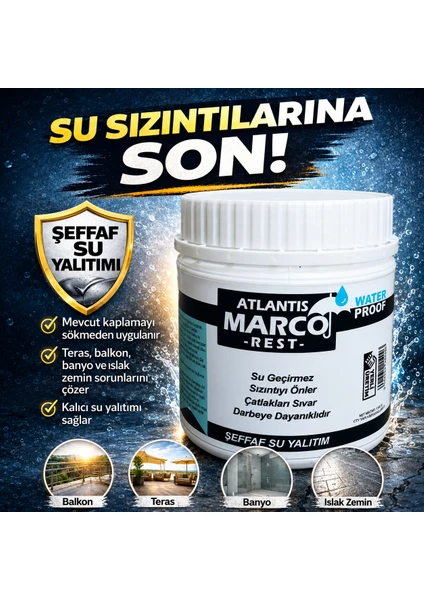 Atlantis Marco Rest Şeffaf Su Yalıtım Malzemesi 1 kg Su Sızıntı Önleyici Izolasyon, görsel 2 / 2