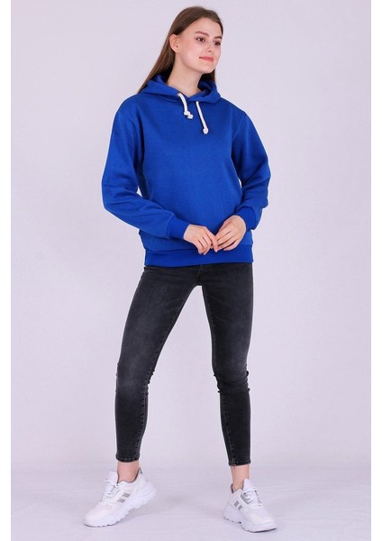 Mavi Basic Oversize Kadın Kapüşonlu Hoodie 3 iplik Sweatshirt modelleri