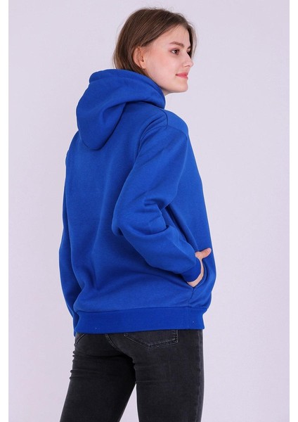Mavi Basic Oversize Kadın Kapüşonlu Hoodie 3 iplik Sweatshirt indirimleri