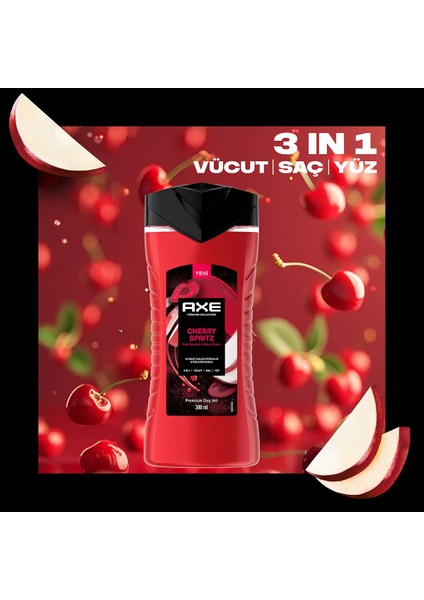 Premium Collection Duş Jeli Cherry Spritz 3 In 1 Vücut Saç Yüz 300 ml X3