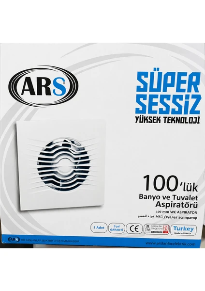 Ars Süper Sessiz 100’LÜK Banyo ve Tuvalet Aspiratörü 100 mm, görsel 1 / 2
