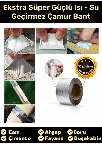 Boss Su Geçirmez Tamir Bandı 48MM*2MTGÜÇLÜ Yapışkanlı Izolasyon ve Sızdırmazlık Bandı Gri, görsel 2 / 2