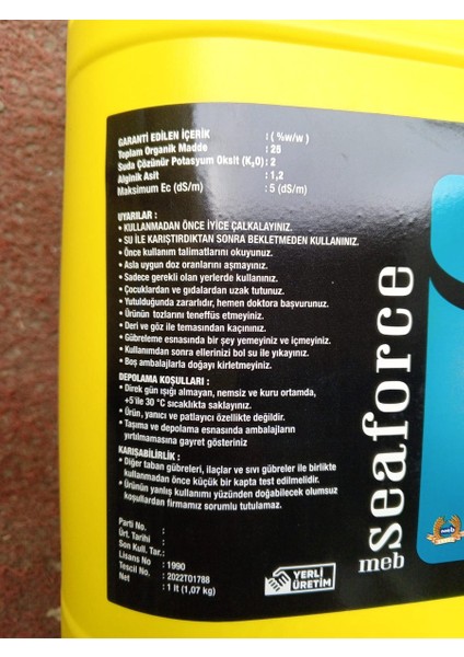 or Seaforce Sıvı Deniz Yosunu 20 Litre modelleri