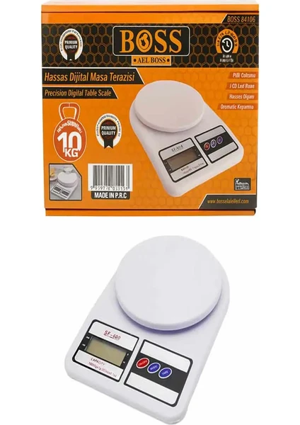 Boss Hassas Dijital Masa Terazisi 10 kg Kapasiteli LCD Ekranlı Mutfak ve Masa Tartısı, görsel 1 / 2