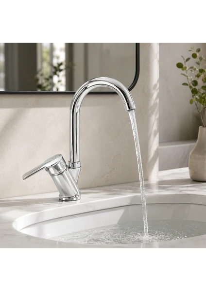 Ilhan Derya Krom Lavabo Bataryası, Tek Kollu Banyo Lavabo Musluğu, görsel 3 / 4