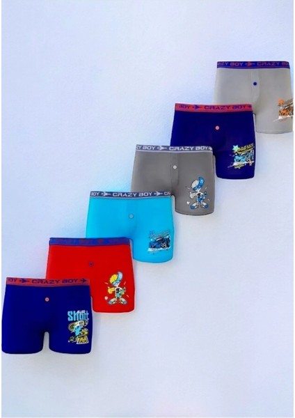 Erkek Çocuk Elastan Baskılı Boxer 6'lı Paket fırsatları