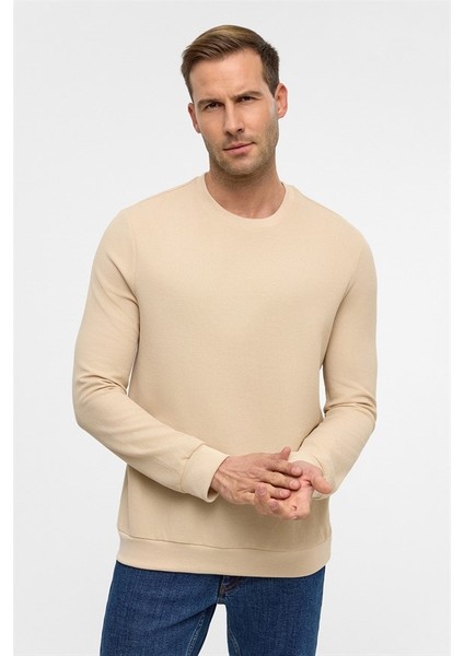 Bej Regular Bisiklet Yaka Sweatshirt fiyatları