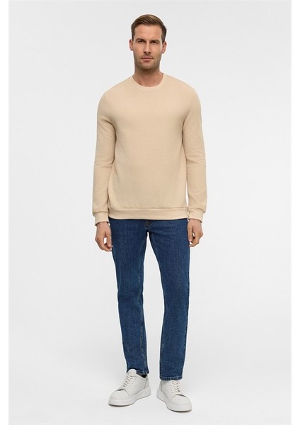 Bej Regular Bisiklet Yaka Sweatshirt indirimleri