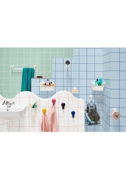 Beyaz Duş Sepeti Üçgen Model Ikea Banyo Raf Vantuzlu Sepet modelleri