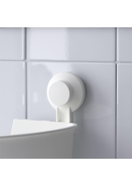 Beyaz Duş Sepeti Üçgen Model Ikea Banyo Raf Vantuzlu Sepet indirimleri