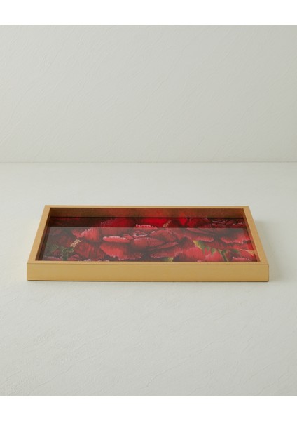 Rose Scent Cam Dekoratif Tepsi 30X42 cm Kırmızı fiyatları