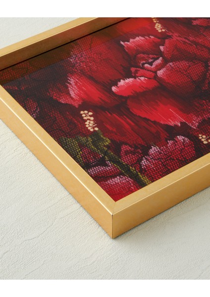 Rose Scent Cam Dekoratif Tepsi 30X42 cm Kırmızı modelleri
