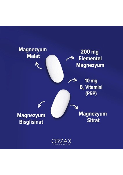 ExtraMag Üçlü Kombinasyon Magnezyum 200 mg Takviye Edici Gıda 60 Tablet modelleri