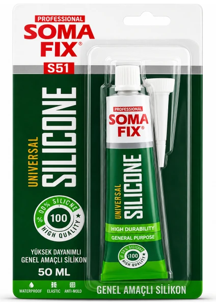 Somafix Soma Fix S51 50 ml Genel Amaçlı Silikon Şeffaf ve Beyaz Renk Seçenekli, görsel 1 / 1