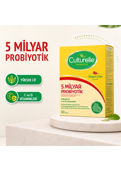 Probiyotik 30 Saşe, 5 Milyar Probiyotik, C ve D Vitamini, Yüksek Lif, Doğal Çilek Aromalı, Çocuk ve Yetişkin, Kolay kullanım fiyatları
