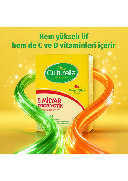 Probiyotik 30 Saşe, 5 Milyar Probiyotik, C ve D Vitamini, Yüksek Lif, Doğal Çilek Aromalı, Çocuk ve Yetişkin, Kolay kullanım fırsatları
