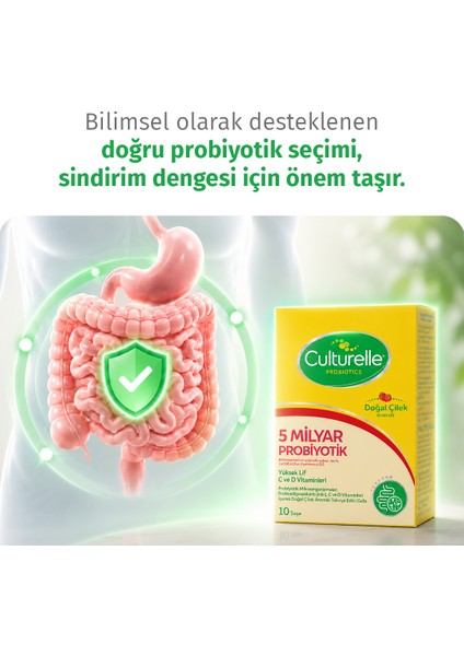 Probiyotik 30 Saşe, 5 Milyar Probiyotik, C ve D Vitamini, Yüksek Lif, Doğal Çilek Aromalı, Çocuk ve Yetişkin, Kolay kullanım indirimleri
